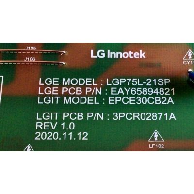 FUENTE DE PODER PARA TV LG NANOCELL 4K UHD SMART TV / NUMERO DE PARTE EAY65894821 / LGP75L-21SP / EPCE30CB2A / 3PCR02871A / 65894821 / PANEL NC750DQB-ABKH1 / MODELO 75NANO90UPA / 75NANO90UPA.BUSFLKR / 75NAN090UPA - Imagen 3